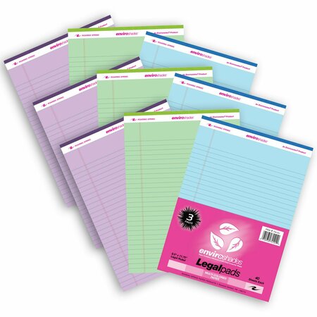 ROARING SPRING PAPER PRODUCTS Enviroshades Legal Pad, Standard, 3 Assorted Colors Per Set, 9PK 74101